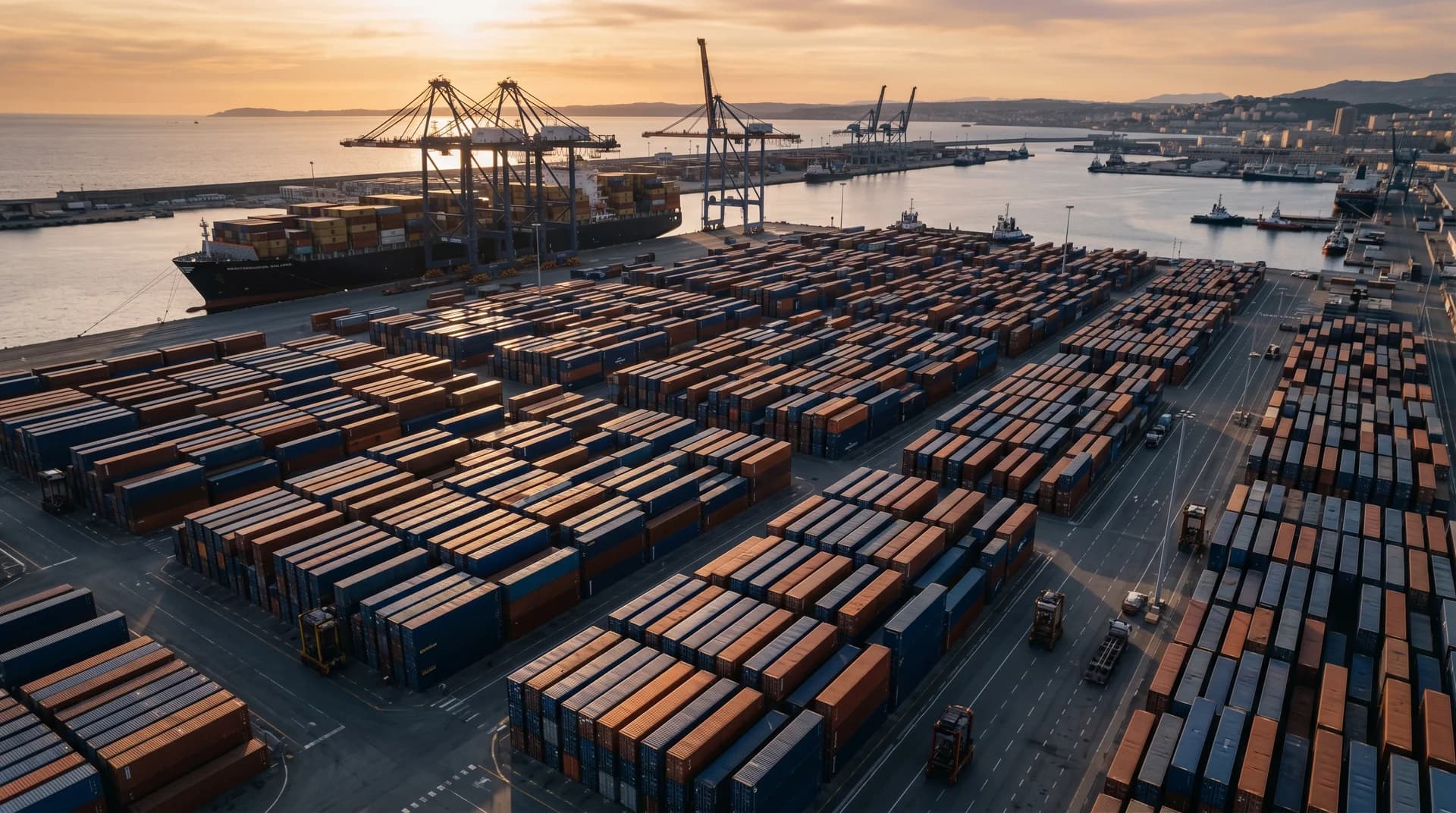 Port de Mersin — conteneurs en attente d'embarquement